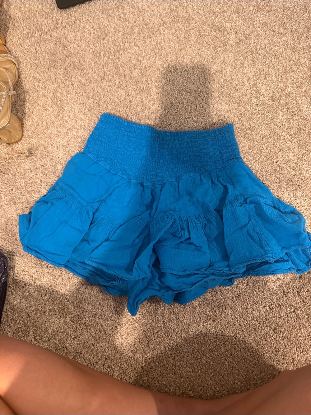 Women’s Blanco By Nature Blue Ruffle Smocked Waist Shorts